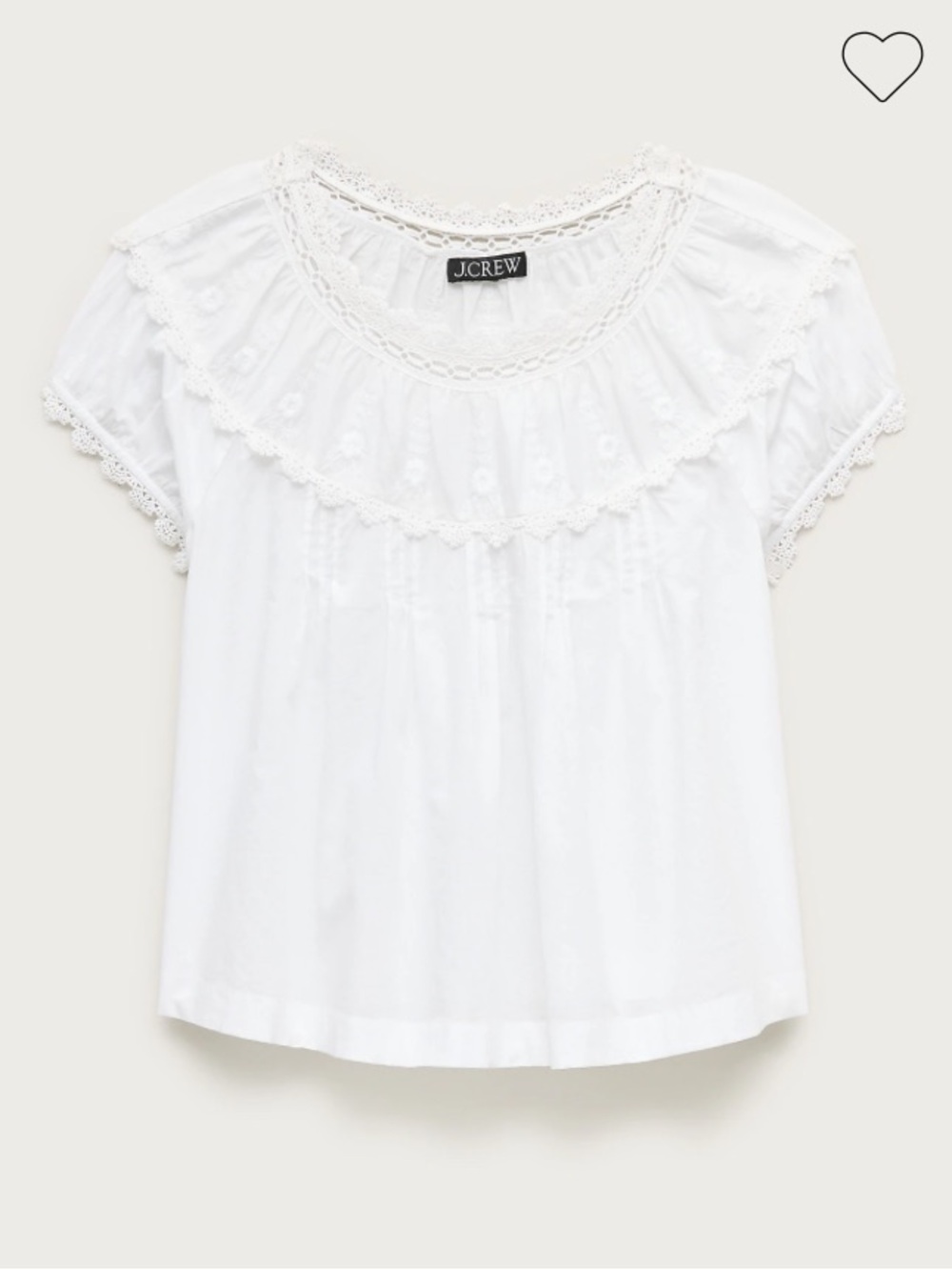 J crew Embroidered cap-sleeve top white